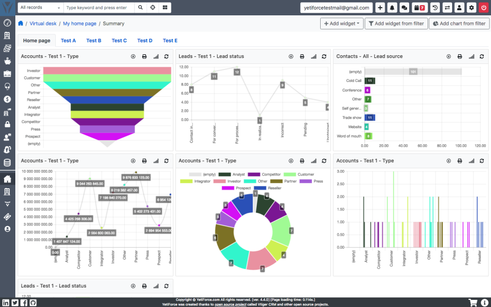 screenshot of Yetiforce CRM
